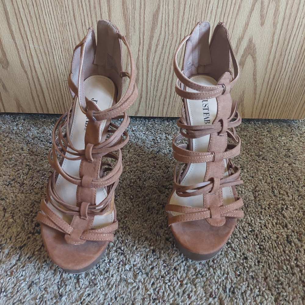 Tan strap Wedge sandals size 8